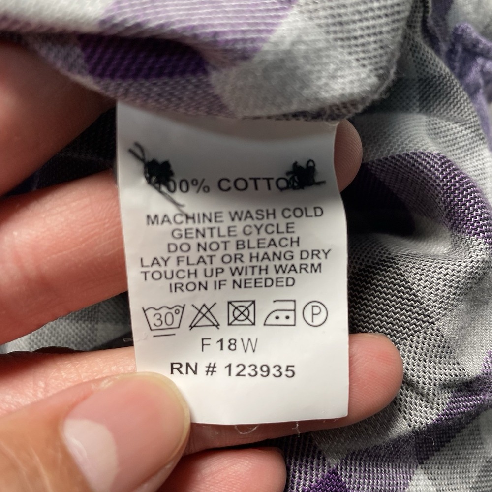 Hammer Made Shirt 18.5 46 Mens L/S Button Up Purple Gingham Check Preppy - Picture 9 of 9